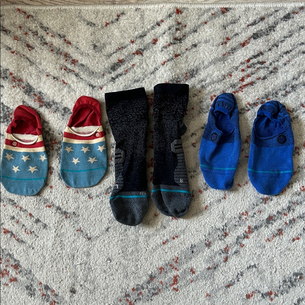 3 pairs of Stance Socks; Large, multi colored